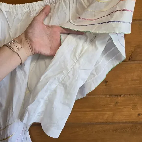 Central Park West Blouse Asymmetrical One Shoulder Top Small Rainbow Beach Prep - Picture 7 of 7